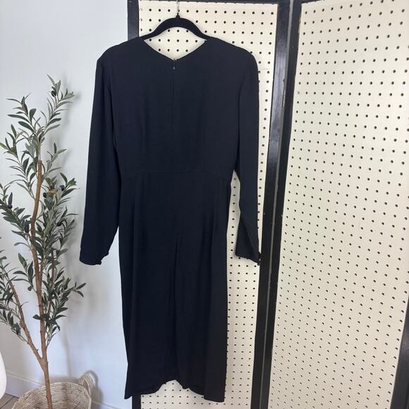 Vintage Barbara Barbara Black Draped-Neck Dress Sz 10 — Quiet Luxury Chic - Picture 6 of 9